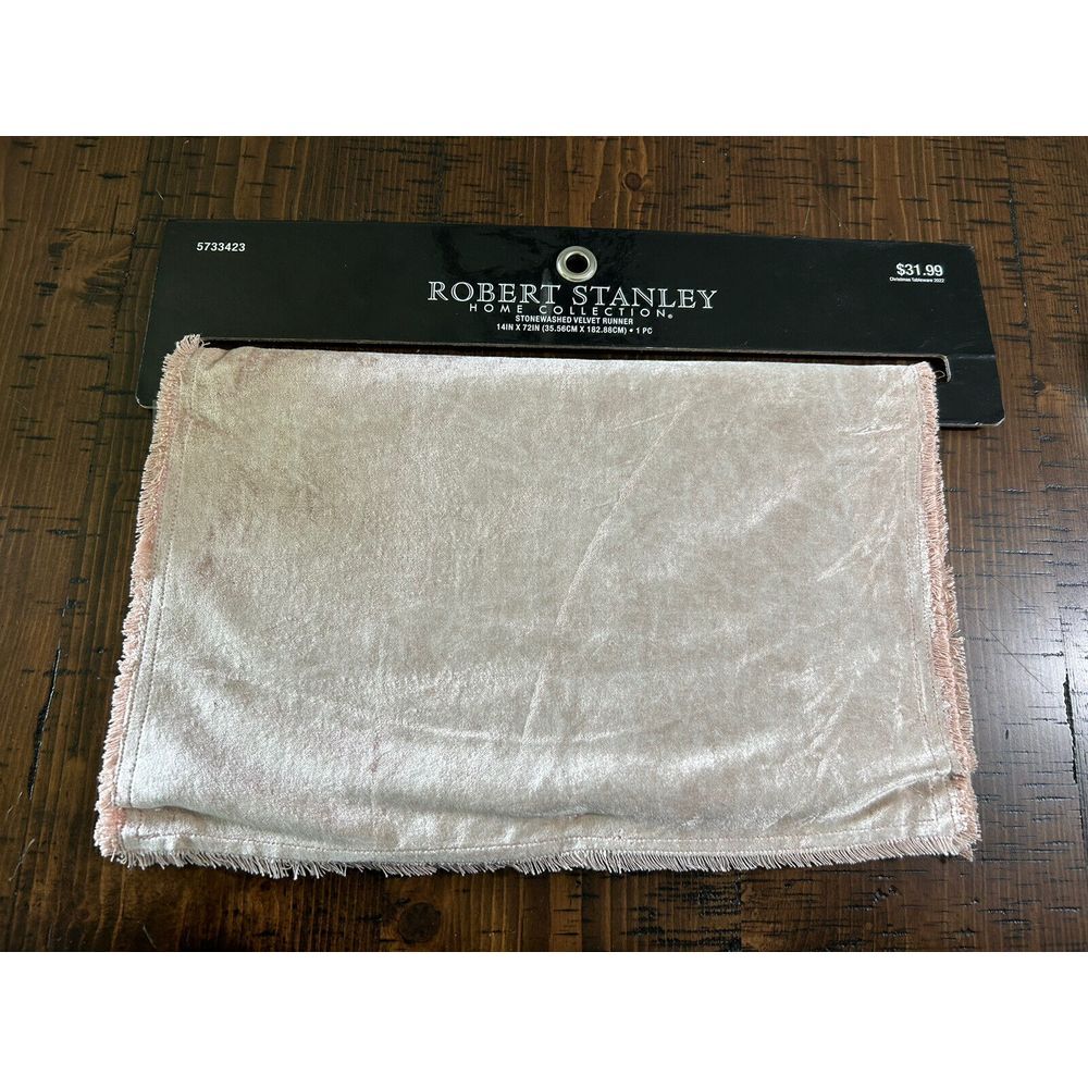 Robert Stanley Home Collection Stonewashed Velvet Runner 14in‎ X 72in Blush